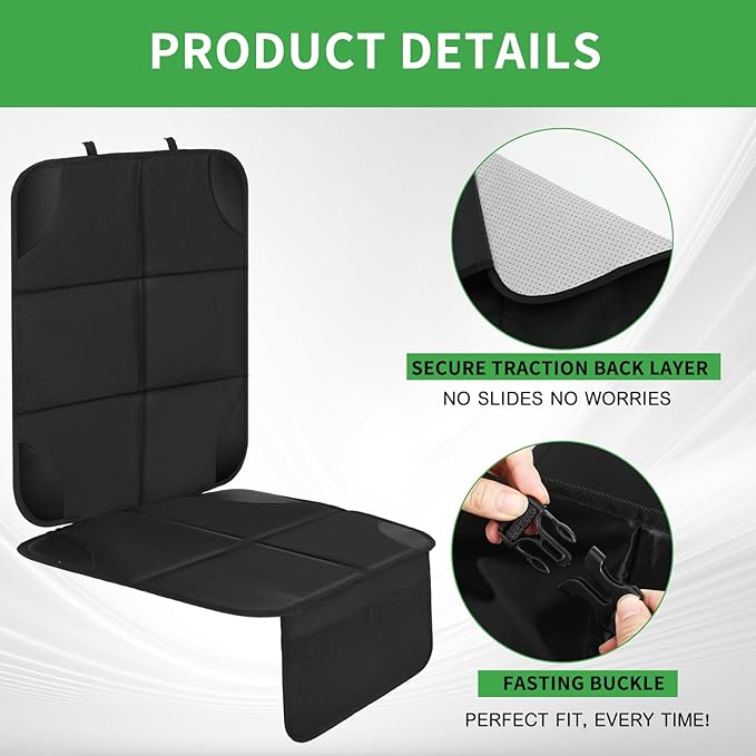 4 Pack Non-slip Car Seat Protector and Backseat Organizer Kick Mat with Tablet Holder, Large Waterproof Car Seat Protector with Storage Pockets for Leather and Fabric