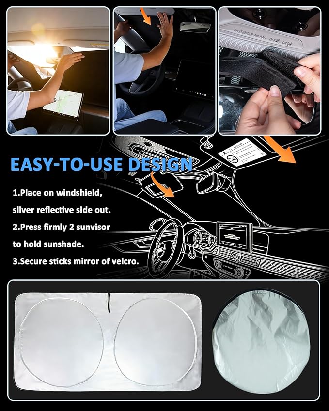 for Chevrolet Express Windshield Sun Shade Sunshade Fits 1996-2024 2025 2026 Chevy Express Cargo Van 1500, 3500, 4500, LS, LT Accessories Windshield Cover Window Shield Protector Sun Visor