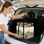 Tuscan Countryside Reusable Grocery Bags Large Shopping Tote Bag with Reinforced Bottom Board, Water Resistant Foldable Stora