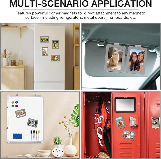 HIIXHC 2Pcs Car Picture Holder, Magnetic Car Photo Holder, Sun Visor Photo Clip for 3 Inch Photos, Personalized PU Leather Visor Clip for Drive Safe Daddy/Family/Pet Pictures | Car Accessories