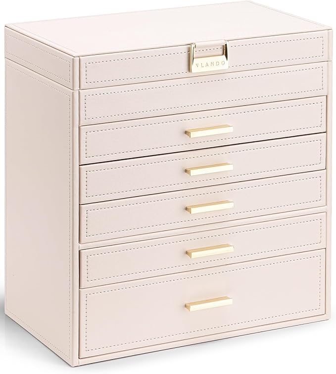 Vlando 6 Layer Large Jewelry Box - Jewelry Holder Organizer, Jewelry Box Organizer for Drawer Necklace Ring Bracelet and Watc
