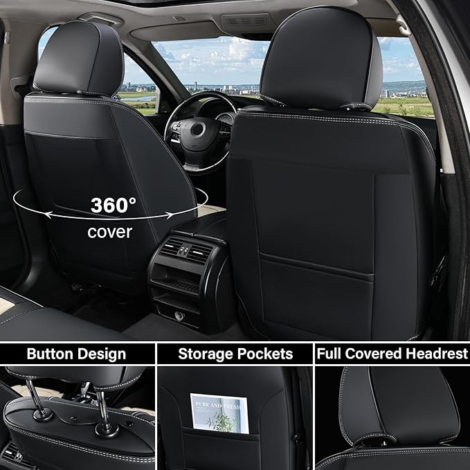 Coverado Front Seat Covers, Car Seat Covers Front Seats, Leather Seat Covers for Cars, Automotive Seat Covers Car Seat Protec