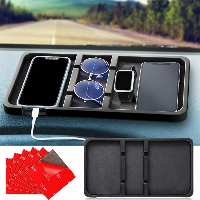Yulejo Extra Large Dashboard Mat for Car Dashboard Accessories, Anti Skid Car Pad Compatible with All Smartphone Car Non Slip