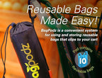 Sturdy Reusable Grocery Bags Foldable and Washable - Made From RipStop Nylon Hold 50lbs - Designed in USA Reusable Shopping Bags Inside a Compact Pod with Carry Clip - 10 Pack in Blue