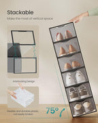 SONGMICS Shoe Boxes, Shoe Storage Organizers Rack for Closet, Plastic Stackable Sneaker Containers Case, 12 Pack, Transparent