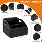 Car Storage Organizer Reinforced Dividable Leather Car Caddy Basket for Front Seat Floor Back Sturdy Frosted Handle 8 Compartments