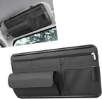 MLY Car Sun Visor Organizer, Leather Sunglasses Note Pen Card Holder with Multi-Pocket Net Zipper Storage Bag, Scratch-Resistant Car Sun Visor Organizer for Truck, Cars Interior Accessories (Black)