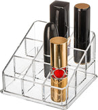 Foraineam 6 Pack Lipstick Holder Organizer, 9 Spaces Clear Lip Stick Storage Stand Container, Small Cosmetic Beauty Makeup Di
