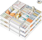 DIMJ Drawer Organizer Clothes Storage - 24 Pack Baby Dresser Organizer for Nursery, Small Fabric Closet Drawer Organizer Bins