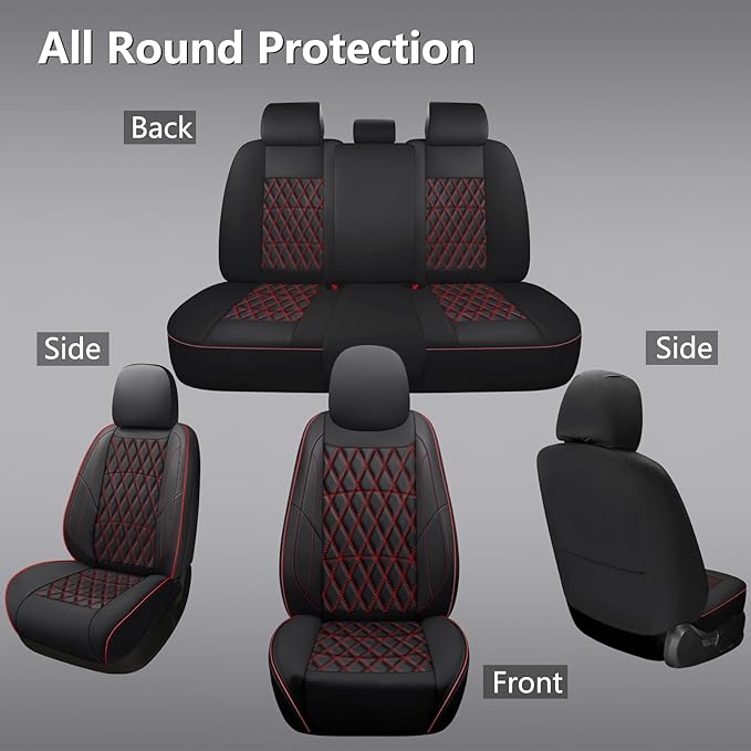 NS YOLO Leather Car Seat Covers,Universal Fit for Most Cars,SUVs and Sedans,Waterproof Luxury Leatherette Cushions, 5 Seats P