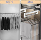 Pull Out Clothes Hanger Rod Adjustable Wardrobe Clothing Rail Hanger Rack Bar for Pants Clothes Stainless Steel (692mm/27.2in