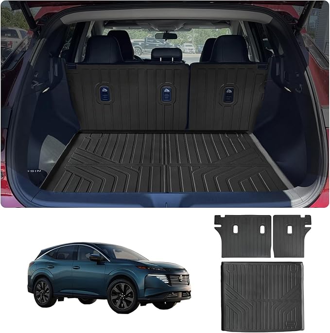 Trunk Mat & Backrest Mat for 2025 Murano TPE All Weather Protection Cargo Liner with Velcro Rear Seats Backrest