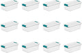 Sterilite 6 Qt Latching Storage Box, Stackable Bin with Latch Lid, Plastic Container to Organize Shoes on Closet Shelf, Clear