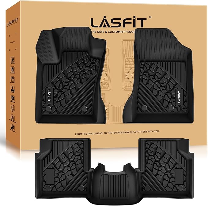 LASFIT Floor Mats for Jeep Compass 2017-2025 2026 All Weather TPE Custom Fit Car Mats Floor Liners 1st & 2nd Row, Black