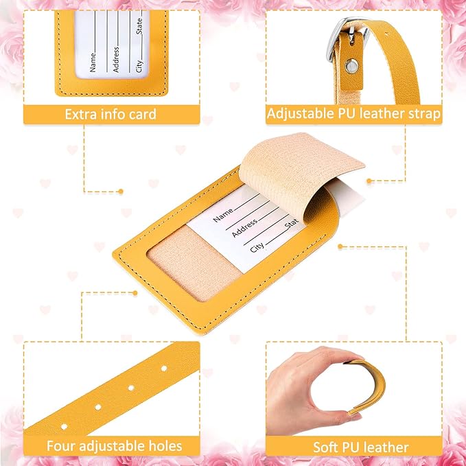 Dunzy 30 Pieces Leather Luggage Tag Women Identifiers Travel Suitcase Tags for Luggage Travel Backpack Bag Wedding Favors Wom