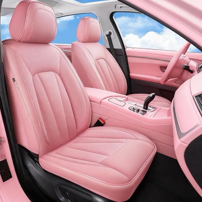 Pink Seat Covers for Cars,Front Seats Universal Fit for SUV, Sedans and Trucks,Waterproof Breathable Full Wrapping Edge Seat 