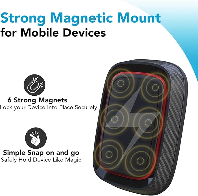 APPS2Car Magnetic Car Phone Holder Mount [6 Strong Magnets], Cell Phone Holder Car [Suction Cup], Phone Car Holder Mount [Windshield Dashboard] fit for Most Smartphones