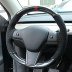 MEWANT Hand Stitched Steering Wheel Cover for Tesla Model 3 2017-2023 / Model Y 2020-2023 for Tesla Model 3/Y Accessories(3D Style)
