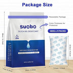 Large Desiccant Packs, 5 Packs 600 Gram Silica Gel Packets Reusable, Dehumidifier Packs for Car Desiccant, Large Moisture Abs