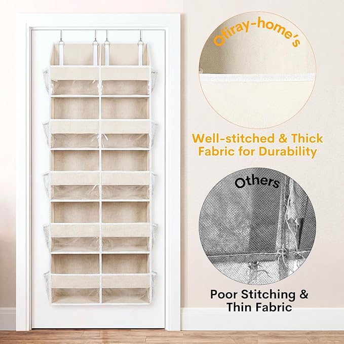 2 Pack Over the Door Organizer 5 Tiers, Extra Large Behind Door Storage of 10 Compartments, 80 lbs Weight Capacity Over Door 