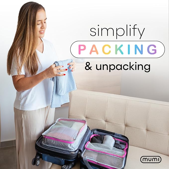 MUMI Packing Cubes - 5 Compression Packing Cubes for Travel, Luggage Organizer Bags for Suitcases, Carry-On, Duffle or Backpa