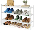 SONGMICS Bamboo Shoe Rack for Closet, Stackable Shoe Oragnizer with Modular Structure, Space-Saving Free Standing Shelf for E