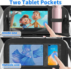TCJJ Car Seat Organiser, Car Organiser Back Seat for kids, Car Backseat Seat Kick Protector with Tray and Touch Screen Tablet Storage Pockets Black/2 Pack