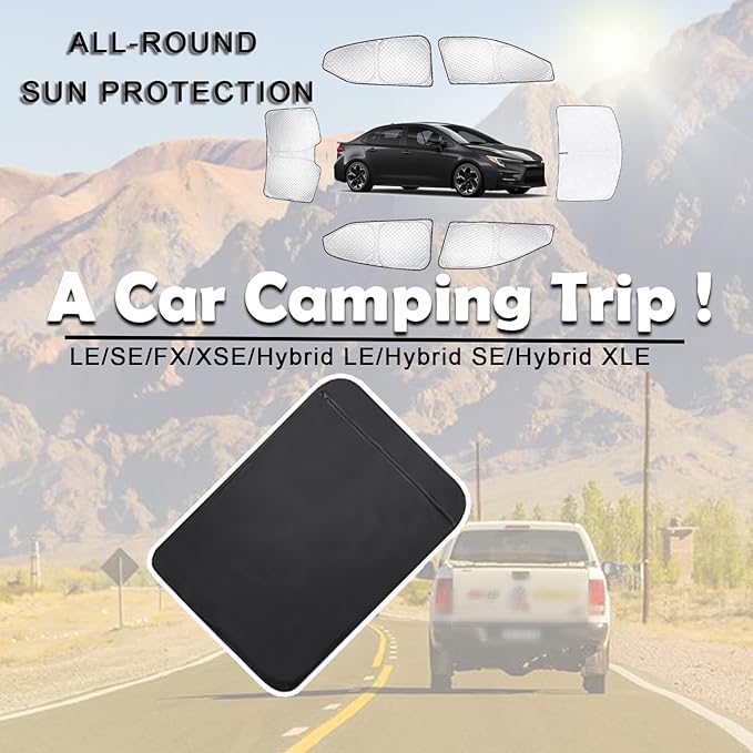 KMF 6pcs Thicken Sun Shades for Toyota Corolla 2020-2025 Accessories (Not Corolla Cross), Full Car Window Covers for Windshield Side Rear, UV Block and Privacy Blackout for Camping