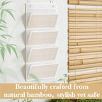 homyfort hanging wall file organizer, Over the door file folder organizer with 4 Large Bamboo Pockets, Suitable for Home, Off