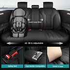 Leather Car Seat Covers Full Set, Breathable Faux Leather Seat Covers for Cars SUV Sedan Waterproof Black