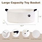 Optish Dog Toy Basket, Toy Box and Bin for Dog Cat Storage, 19.7" X 11" X 7.9" (30L) Large Woven Basket for Blanket Storage, 