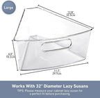 Leeden Lazy Susan Organizer for 32" Diameter Corner Lazy Susan, Plastic Kitchen Cabinet Storage Bins with Handle, 6 Packs, 1/