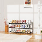 Expandable Shoe Rack for Closet Adjustable Metal Shoe Rack for Entryway 18.5"-33" Free Standing Shoe Organizer 12 Pairs with 