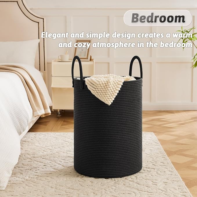 Artfeel Laundry Basket,Woven Cotton Rope Laundry Hamper,60L for Decorative Storage of Dirty Clothes,Toys and Blankets in Bath