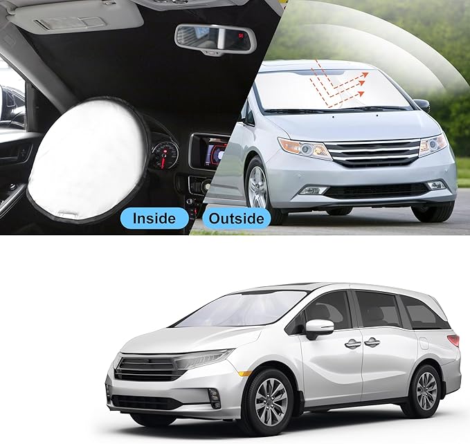 TINGLU Sun Shade for Honda Odyssey 2018-2024 2025 2026 LX,EX,EX-L,Touring,Elite Minivan Accessories Windshield Sun Shade Window Shade UV Rays Protection Sun Visor Cover