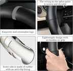 Black Gray Car Steering Wheel Cover, Nappa Leather, Bottom Color Blocking, Universal 14.5-15 Inch Leather Anti-Slip Breathabl