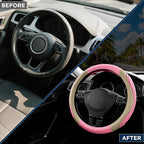 Road Comforts Car Steering Wheel Cover - Microfiber Leather Steering Wheel Wrap Sports 14.5-15 Inch Steering Wheel Cover Non-
