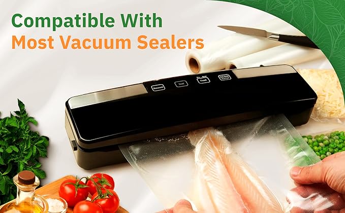 EverFresh 11" x 25' Vacuum Sealer Rolls, 4 Pack | 15% THICKER Embossing | Compatible with FoodSaver Machines, BPA Free, Comme