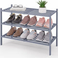 Smiry Bamboo Shoe Rack 3-Tier, Stackable Wooden Shoe Organizer for Entryway & Closet, Free Standing Wood Shoe Storage Shelf f