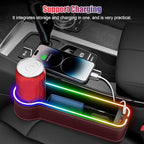2PCS LED Car Seat Gaps Filler Organizer,Front Seat Gaps Filler, Car Seat Organizer with Ambient Light, USB Charger for Multifunction Storage Box for Holding Phone, Sunglasses