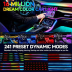 Interior Car LED Strip Lights, Acrylic LED Lights RGB Dreamcolor 6 in 1 with 175 inches 593 LEDs Fiber Optic Ambient Lighting Kits,APP and Remote Control 16 Million Colors Car Neon Lights