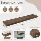 36 Inch Floating Shelves, 8 Inch Deep Floating Shelves for Wall, Hanging Shelf with Invisible Brackets, Deep Shelves for Bath