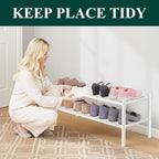 Smiry Long Bamboo Shoe Rack 2-Tier, Stackable Wooden Shoe Organizer for Entryway & Closet, Free Standing Wood Shoe Storage Sh