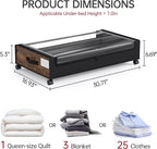 Yecaye Under Bed Storage with Wheels, 2Pack Under Bed Storage Containers, Underbed Shoe Storage Organizer, Rolling Under Bed 