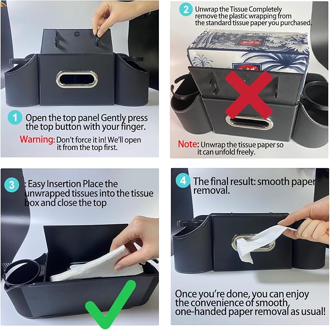 4-in-1 car organizer back seat, Multi-Pocket backseat car cup holder, Universal back seat cup holders for cars, car organization, for Travel & Daily Use (BLACK)