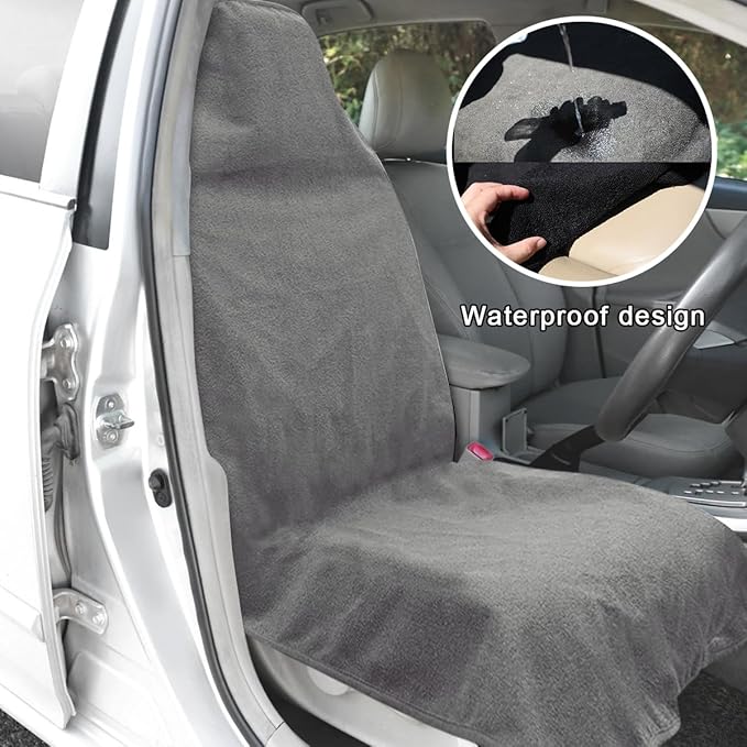 2PCS Car Towel Seat Cover, Waterproof Sweating Non-Slip Premium Soft Towel Carseat Protector, Universal Machine Washable Car 