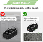 FUNNy elf Car Seat Organizer - Passenger Seat Organizer, Collapsible Car Storage with Partitions & 4 Cup Holders for Front Seat or Back Seat (white)