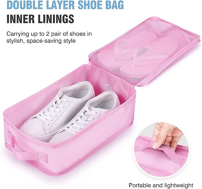 Mossio 6 Set Packing Cubes with Shoe Bag - Lightweight Travel Luggage Suitcase Organizers
