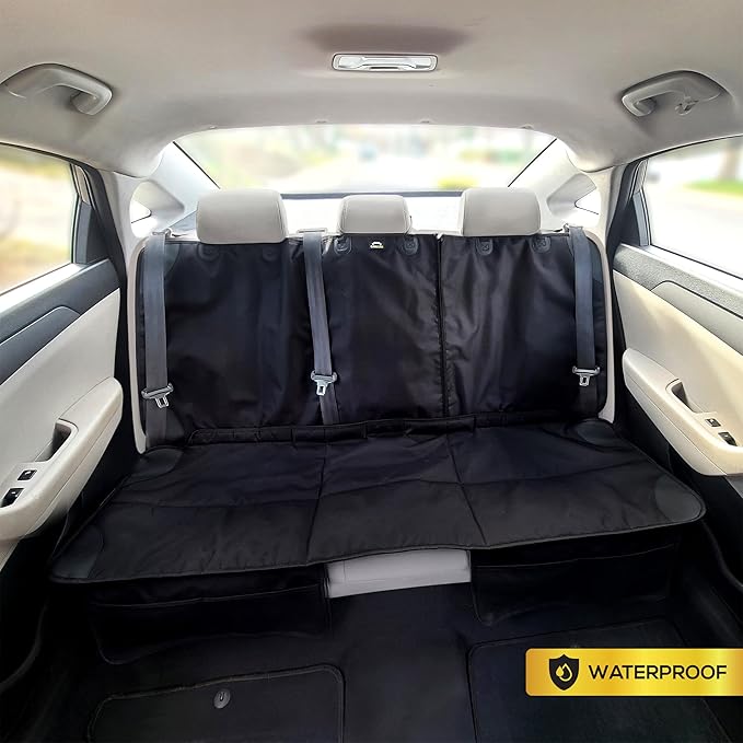 Car Seat Protector, Under Child Car Seats Cover | Waterproof, 3 Functional Rear Belts, Baby Carseat Cushion, Covers Fabric an