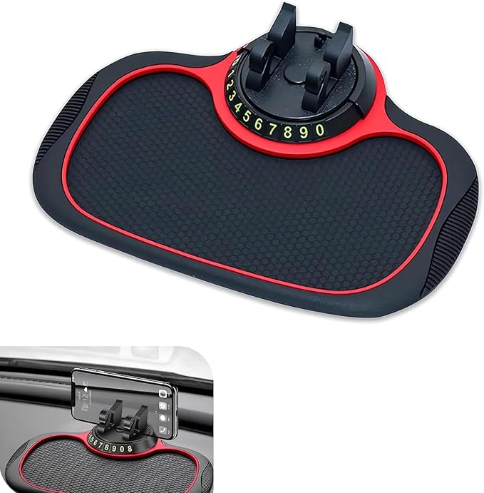 leechio 1 PC Multifunctional Car Anti-Slip Mat, Anti-Slip Rubber Dashboard Storage Pad and Phone Holder, with Temporary Parki